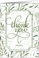 Thank You Job Well Done Sage Green Botanical with Custom Name card