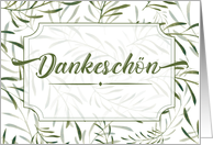 German Thank You Sage Green Botanical on White Blank Inside card