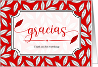 Gracias Thank You Red and White Leafy Botanical Custom card