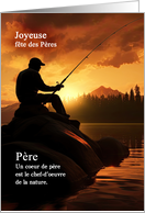 French Father’s Day Fisherman Sunrise Lake card