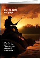 Italian Father’s Day Fisherman Fishing Sunrise Lake card