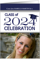 Class of 2024 Graduation Party in Navy Blue and White Photo card