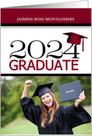 2024 Graduate in Deep Red and Black Photo card