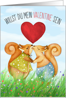 German Will You Be My Valentine Squirrels in Love card