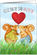Spanish Valentine’s Day Romantic Squirrels with Red Heart card