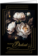 German Language Sympathy Magnolia Blooms on Black card