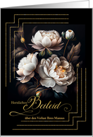 German Loss of a Husband Sympathy Magnolia Blooms on Black card