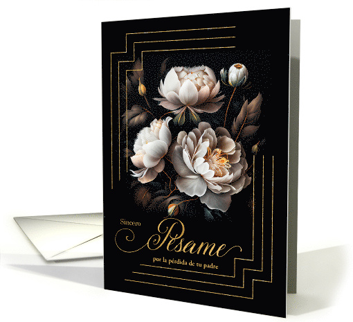 Spanish Loss of a Father Sympathy Magnolia Blooms on Black card