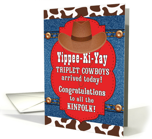 TRIPLET Cowboys Country Western Themed Congratulations card (796550)