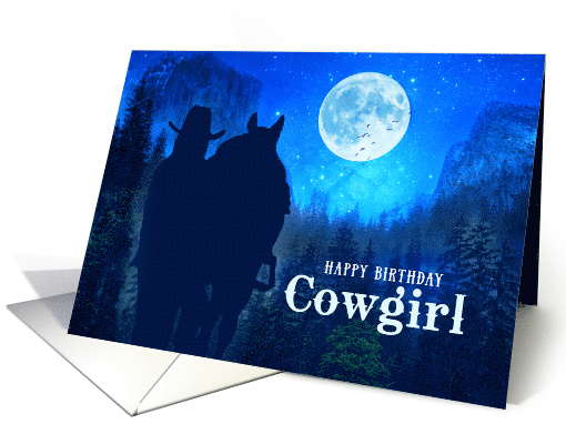 Cowgirl Birthday Moonlit Mountains Twilight Ride card (796612)