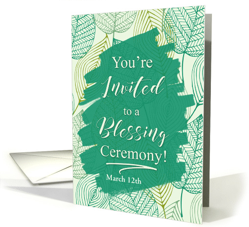 Business Blessing Ceremony Invitation Green Leaves card (820820)