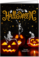 for Babysitter Halloween Jack o’ lanterns and Skeltons Custom card