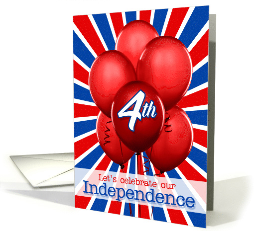 4th of July Party Invitation Red Balloons and Sunburst card (828065)