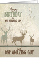 for Son Birthday Deer in the Woodland Forest card
