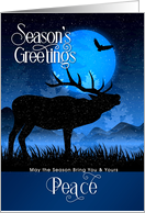 Season’s Greetings Peace Woodland Moose Starry Night card