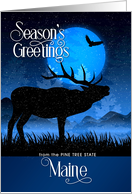 Maine The Pine Tree State Woodland Deer Blue Starry Night card