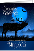 Minnesota North Star State Woodland Moose and Starry Night card