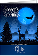 Ohio The Buckeye State Season’s Greetings Deer Starry Night card