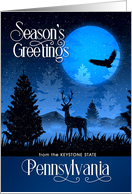 Pennsylvania Season’s Greetings Woodland Deer Starry Night card