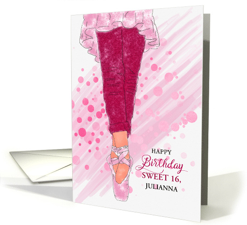 Sweet 16 Birthday Ballerina in Pink with Custom Name card (841113)