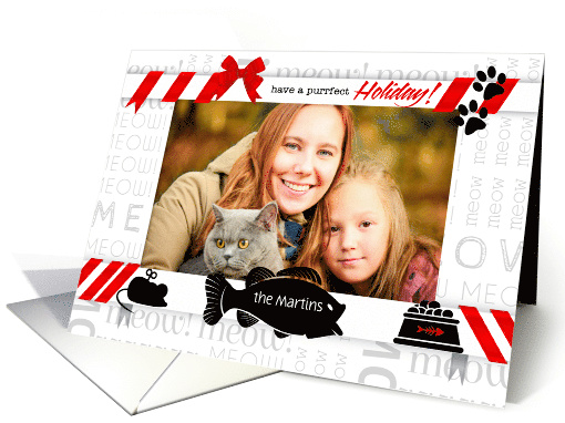 Pet Lover Cat Themed Holiday with Pet's Photo and Name card (849056)