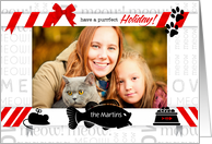 Pet Lover Cat Themed Holiday with Pet’s Photo and Name card