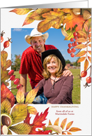 Business Thanksgiving Harvest Leaves and Berries with Photo card