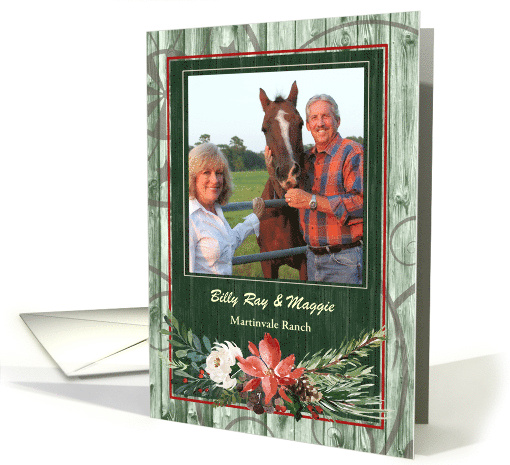 Western Barn Wood Christmas Themed Custom Photo card (851233)