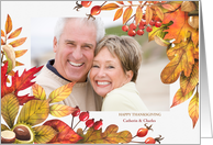 Thanksgiving Missing You Harvest Leaves and Berries Photo card