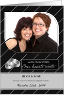 Commitment Ceremony Black Pinstriped with Photo card