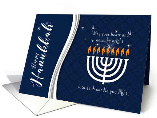 Hanukkah Menorah in Blue and White Modern Theme card (856335)