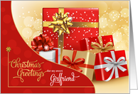 for Girlfriend Red and Gold Christmas Gifts with Bokeh card