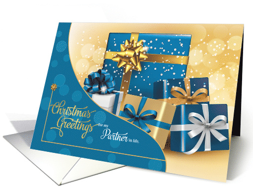 for Life Partner Blue and Gold Christmas Gifts card (857284)