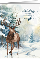 to Both of You on Your First Christmas Reindeer Winter Forest card