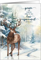 for Police Officer at Christmas Reindeer Winter Forest card