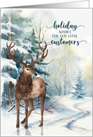 for Customers Holiday Wishes Reindeer Winter Forest card