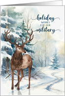 Military Christmas Peace on Earth with Red Leaping Reindeer card