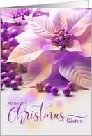 for Sister Christmas Lavender Purple Poinsettia card