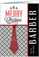For the Barber at Christmas Masculine Necktie Black and Red card