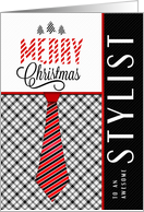 For the Stylist at Christmas Masculine Necktie Sporty Theme card
