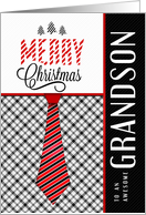 for Grandson Merry Christmas Masculine Necktie Sporty Theme card