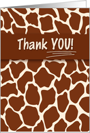 Thank You Giraffe Print for a Safari or Zoo Theme card