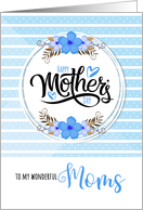 for Both My Moms Mother’s Day Blue Bontanical and Polka Dots card