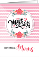For Both My Moms Mother’s Day Pink Bontanical and Polka Dots card