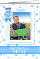 World’s Best MOM Mother’s Day Blue Polka Dots Photo card