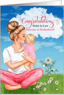 Sister in Law Congratulations on the Birth of her First Child in Pink card