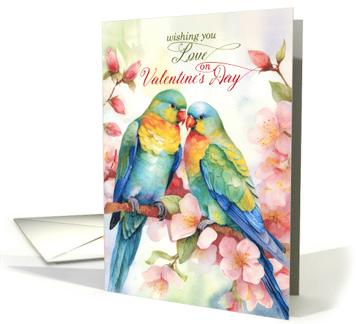 Valentine's Day Pair of Lovebird Parakeets card (892040)
