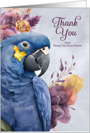Custom Thank You Hyacinth Macaw Parrot with Flowers Blank card