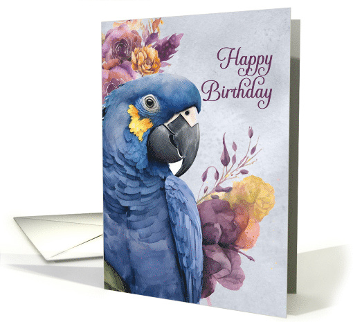 Birthday Hyacinth Macaw Parrot in Blue and Purple card (893005)