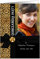 Quinceanera Cheetah Print Party Invitation with Custom Photo card